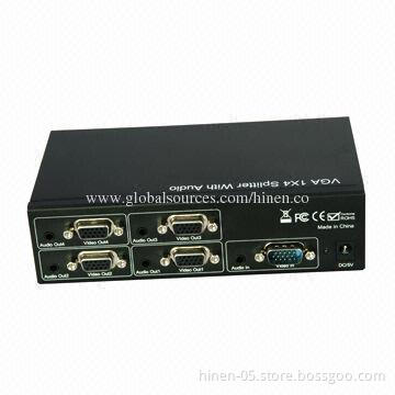 VGA Splitter 1x4 with Audio, Supports Highest Video Resolution Up to 1920 x 1200 and 1080p
